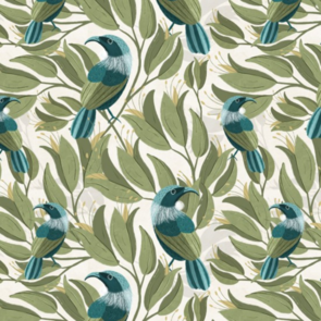 Nutex Kiwiana Fabric - Bird Stories - Tui