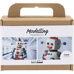 Creativ Company Mini Craft Kit - Modelling, Robot (Blue, Grey & Red)