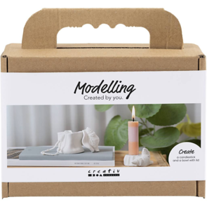 Creativ Company Mini Craft Kit Modelling, Candle Holder With Shells, Off White
