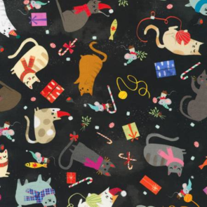 Robert Kaufman Jingle Pals - Christmas Cats - Licorice