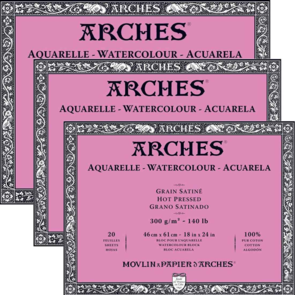 Arches Watercolour Natural White Block, Hot Pressed 300gsm 20 Sheet