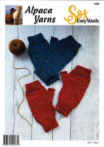 Alpaca Yarns 1308 - Sox EasyWash Fingerless Mitts - Knitting Pattern / Kit