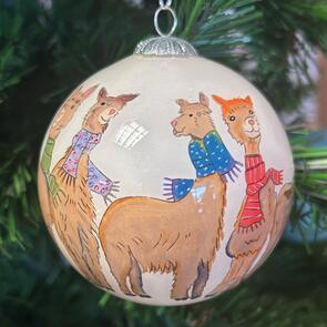 Emma Ball Alpaca & Friends Hand-Painted Glass Bauble