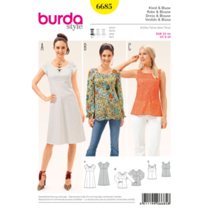 Burda Pattern 6685 Women's Dress & Blouses