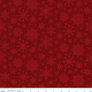 Riley Blake Poinsettias at Christmas || Snowflakes - Red