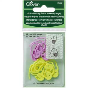Clover Quick Locking Stitch Markers Large 20/Pkg