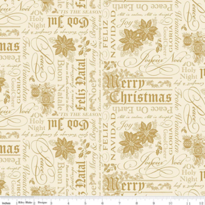 Riley Blake Poinsettias at Christmas || Text  - Cream Foil