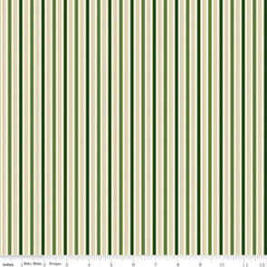 Riley Blake Poinsettias at Christmas || Stripe - Green Foil