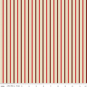 Riley Blake Poinsettias at Christmas || Stripe - Red Foil