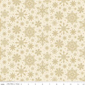 Riley Blake Poinsettias at Christmas || Snowflakes - Cream Foil