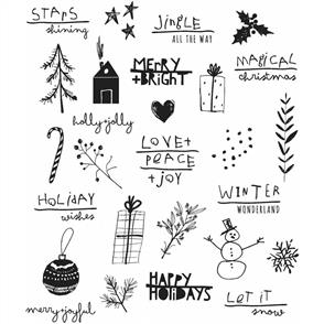 Stampers Anonymous Tim Holtz - Cling Stamps 7"X8.5" - Seasonal Scribbles