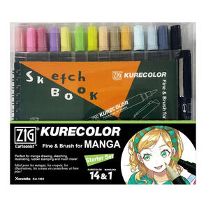 KURETAKE ZIG KURECOLOR Fine & Brush Starter Set 15pcs