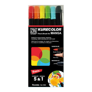 KURETAKE ZIG KURECOLOR Fine & Brush Basic 6 Set