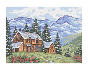 Collection D'Art Tapestry Canvas 40X50 Chalet Mountain Snow