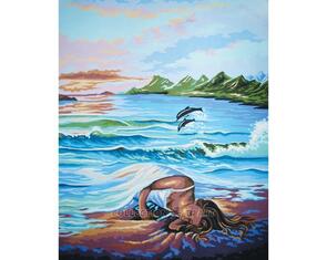 Collection D'Art Tapestry Canvas 50X60 Girl Asleep In Tide