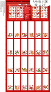 Northcott Peppermint Candy Advent Calendar -Red Multi - Panel