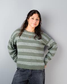 Alpaca Yarns 3304 Halo Casual Stripe Sweater - Knitting Pattern / Kit