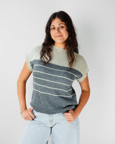 Alpaca Yarns Luxurious Fusion Colour Block Stripe Top - Knitting Pattern / Kit
