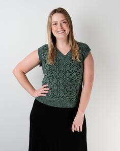 Alpaca Yarns Luxurious Fusion  Lacy V-Neck Vest -  Knitting Pattern / Kit