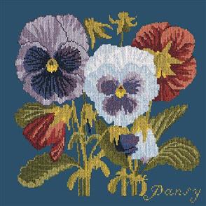 Elizabeth Bradley Tapestry Kit - The Pansies (Dark Blue Background Wool)