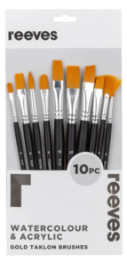 Reeves Brush Pack #2 Gold Taklon Set/10 Short