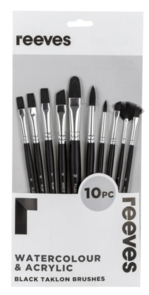 Reeves Brush Pack #3 Black Taklon Set/10