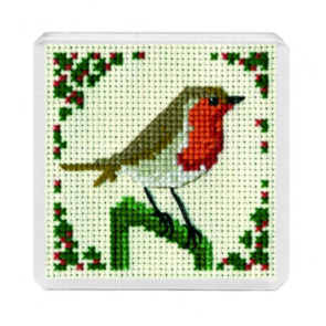Textile Heritage Cross Stitch Kit Fridge Magnet - Robin