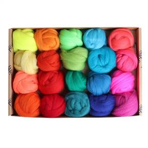 Ashford Corriedale Fibre Sampler Pack #2 - 20 Colours - Brights