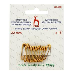 Pony Brass Safety Pins  - 22mm 15/Pkg