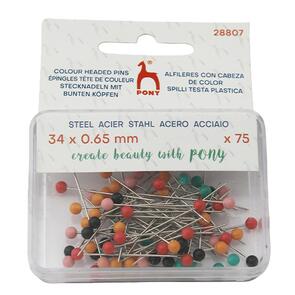 Pony Colour Headed Steel Pins (size 34 x 0.65mm) 75/Pkg