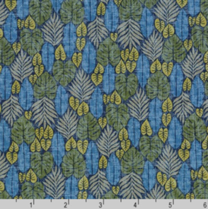 Robert Kaufman Island Paradise - Tropical Foliage - Blue