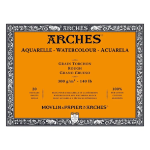 Arches Watercolour Natural White Block, 300gsm Rough 20 Sheet