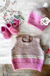 Lisa F BC146 Cassidy Vest, Hat & Shoes - Knitting Pattern / Kit