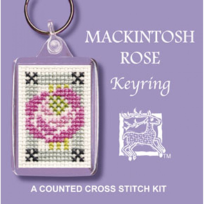 Textile Heritage Cross Stitch Kit Key Ring - MacKintosh Rose
