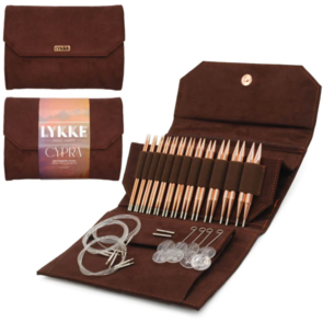 Lykke CYPRA Copper Needles 5" IC Set Brown Vegan Suede  - 12 pairs