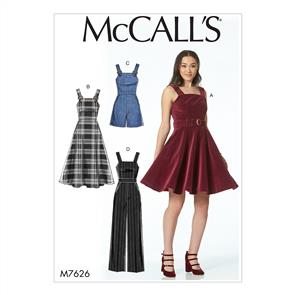 McCalls Pattern 7626 Misses' Dresses, belt, Romper, and Jumpsuit with Pockets