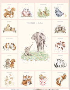 Maywood Together is Better ||  Elephant Panel 48" Panel - Pale Pink Frame (Minky)