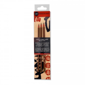Manuscript Chinese Calligraphy Brush Set 3 Goat/Sable