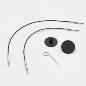 Knitpro Mini Interchangeable Black Nylon Coated Stainless Steel Cable Set - 13cm & 17cm