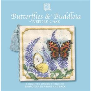 Textile Heritage Cross Stitch Kit Needle Case - Butterflies & Buddleia