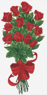 Needle Art World No-Count Cross Stitch Kit - Boquet of Red Rose Buds