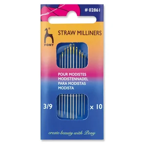 Pony Straw Milliners Needles, 3/9, 10/Pkg