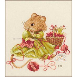 Lanarte Cross Stitch Kit - Vera Knitting Away