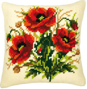 Vervaco Cross Stitch Cushion Kit - Poppies