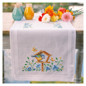 Vervaco Embroidery Table Runner Kit - Birdhouses