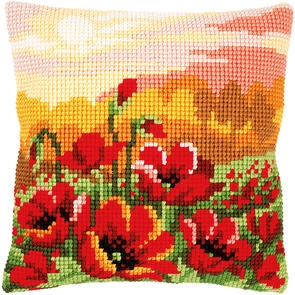 Vervaco Cross Stitch Cushion Kit - Poppy meadow