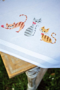 Vervaco Cross Stitch Tablecloth Kit - Striped Cats