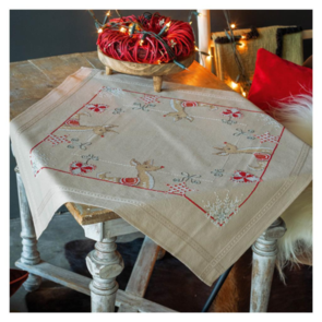 Vervaco Cross Stitch Tablecloth Kit - Reindeer in Christmas Spirit