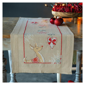 Vervaco Cross Stitch Table Runner Kit - Reindeer in Christmas Spirit