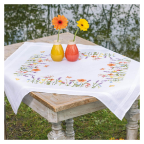 Vervaco Cross Stitch Tablecloth Kit - Lavender and Field Flowers